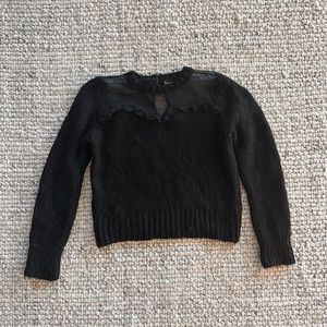 Zara mesh and lace short cropped sweater long sleeves size L Large